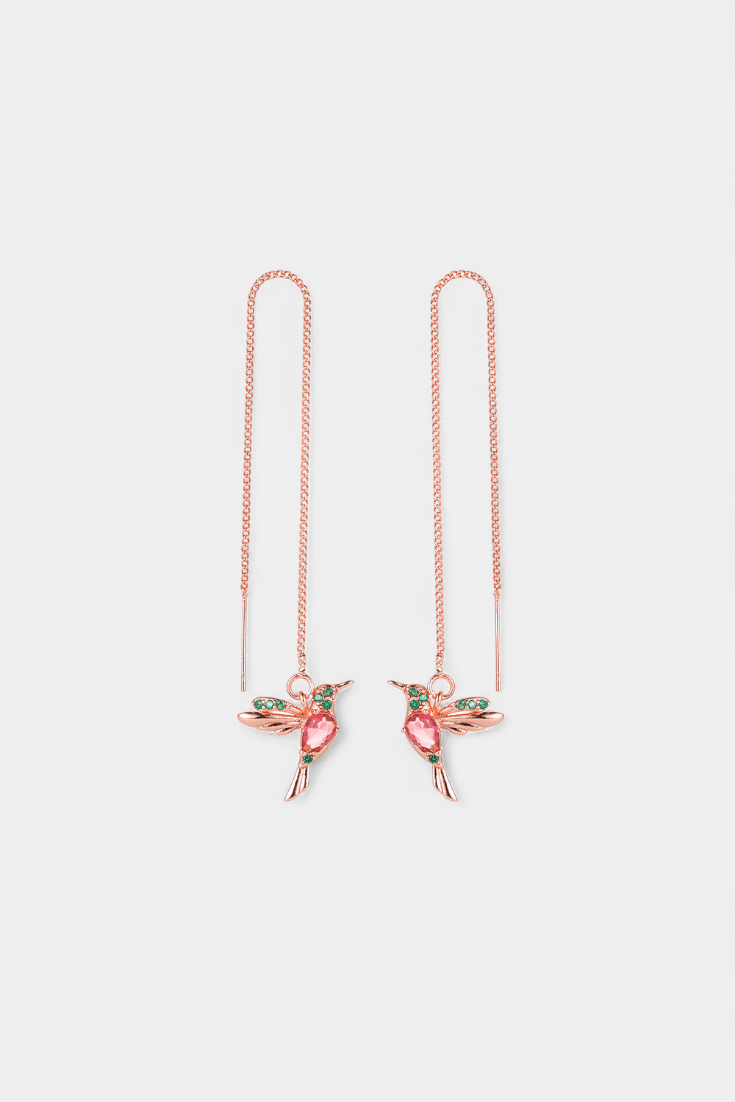 Pendientes de pájaro con circonitas surtidas