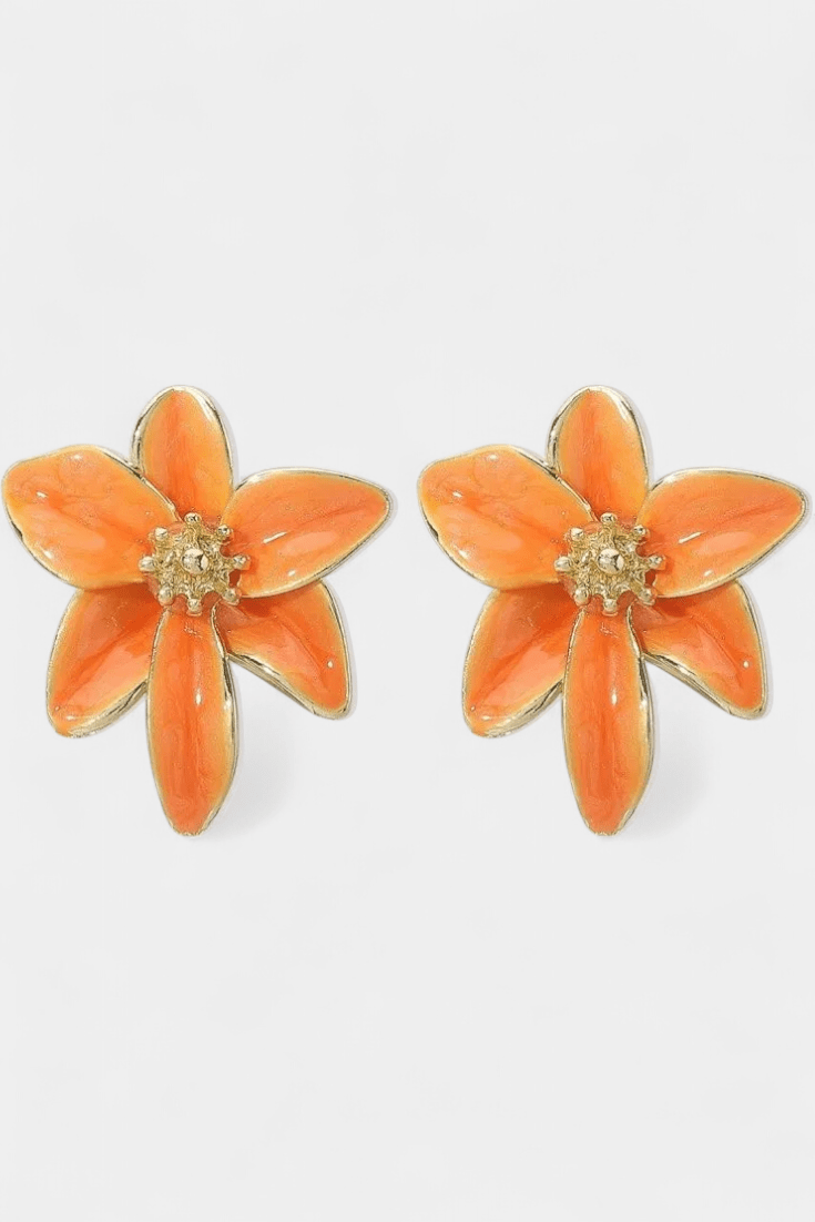 Pendientes Retro con Diseño de Flor en Esmalte