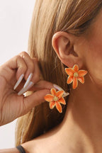 Pendientes Retro con Diseño de Flor en Esmalte