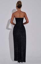 Thalia Vestido Largo - Brillo Negro